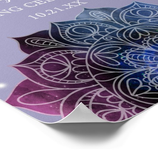 Galaxy Boho Nebula Mandala Light Led Bulb Wedding Poster (Ecke)