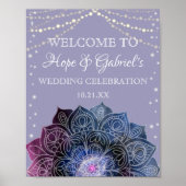 Galaxy Boho Nebula Mandala Light Led Bulb Wedding Poster (Vorne)