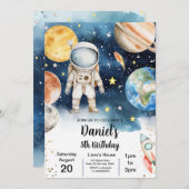 Galaxy Boy Weltraumplaneten Sun Moon Birthday Einladung (Vorne/Hinten)