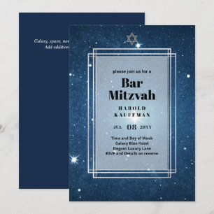 GALAXY Boys BAR MITVAH Space Blue Einladung