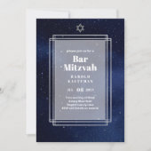 GALAXY Boys BAR MITVAH Space Blue Einladung (Vorderseite)