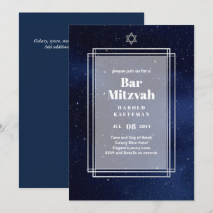 GALAXY Boys BAR MITVAH Space Blue Einladung