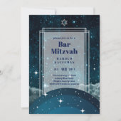 GALAXY Boys BAR MITVAH Space Blue Einladung (Vorderseite)