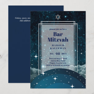 GALAXY Boys BAR MITVAH Space Blue Einladung