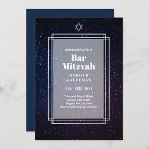 GALAXY Boys BAR MITVAH Space Blue Einladung