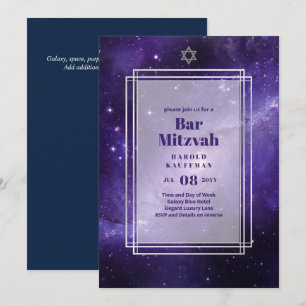 GALAXY Boys BAR MITVAH Space Lila Einladung