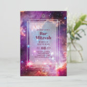 GALAXY Boys BAR MITVAH Space Sky Einladung (Stehend Vorderseite)