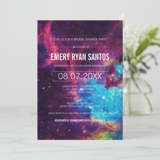 Galaxy Brodal Dusche Einladung (Stehend Vorderseite)