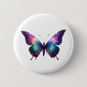 Galaxy Butterfly Kunst - Farbenfrohe Glühbirne Button