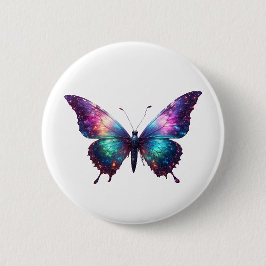 Galaxy Butterfly Kunst - Farbenfrohe Glühbirne Button (Vorderseite)