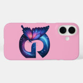Galaxy Butterfly Letter "G" Monogramm auf Rosa Case-Mate iPhone Hülle (Rückseite (Horizontal))