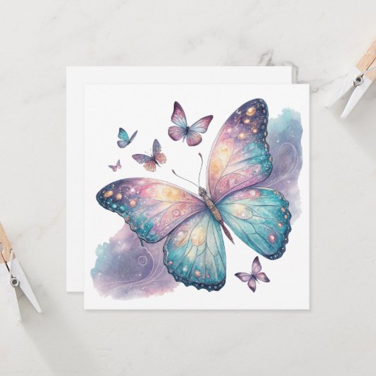 Galaxy Butterfly with Pastel Celestial Wings  Karte (Vorderseite/Rückseite Beispiel)