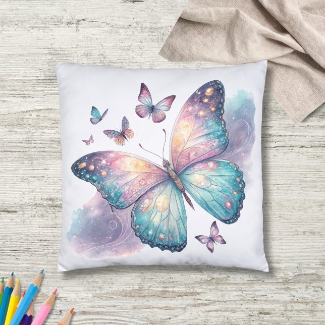 Galaxy Butterfly with Pastel Celestial Wings  Kissen (Von Creator hochgeladen)