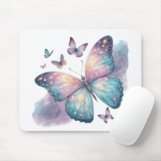 Galaxy Butterfly with Pastel Celestial Wings  Mousepad (Mit Mouse)