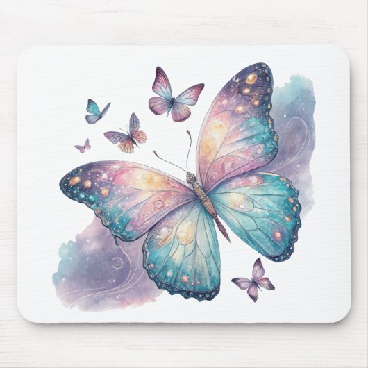 Galaxy Butterfly with Pastel Celestial Wings  Mousepad (Vorne)