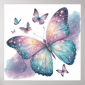 Galaxy Butterfly with Pastel Celestial Wings Poster (Vorne)
