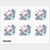 Galaxy Butterfly with Pastel Celestial Wings Quadratischer Aufkleber (Blatt)