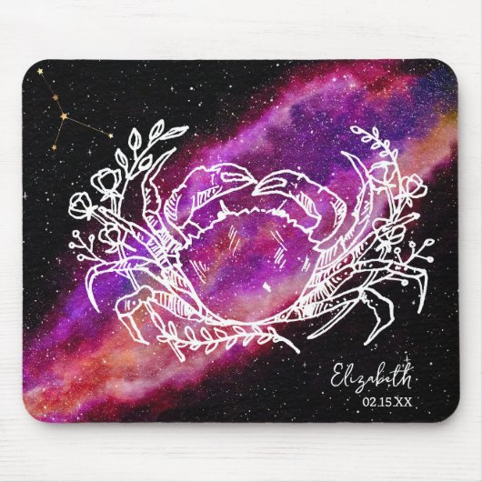 Galaxy Cancer Constellation Name Zodiac Zeichen Mousepad (Vorne)