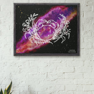 Galaxy Cancer Constellation Zodiac Signature Wall Poster
