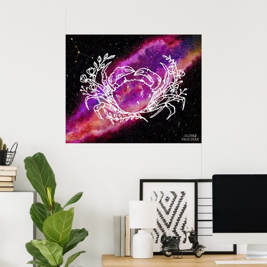 Galaxy Cancer Constellation Zodiac Signature Wall  Poster (Heimbüro)