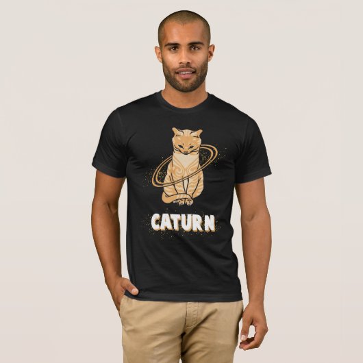 Galaxy Cat Astronaut Saturn Planet Kitten T-Shirt (Vorne ganz)