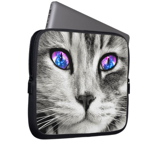 Galaxy Cat Eyes Laptop Sleeve (Vorne Rechts)