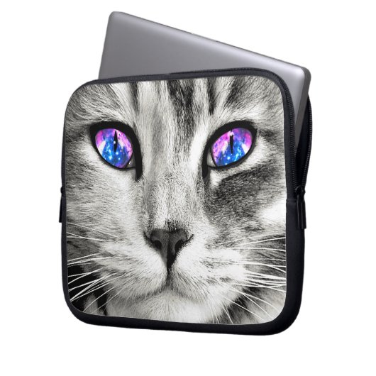 Galaxy Cat Eyes Laptop Sleeve (Vorderseite Links)