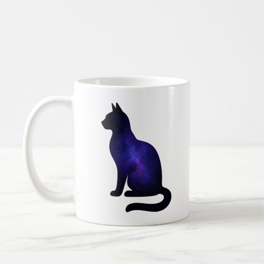 Galaxy Cat Illustration | Cosmic Nebula Cat Lover Kaffeetasse (Links)