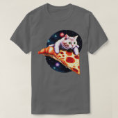 Galaxy Cat Reiten Eine Scheibe Pizza T-Shirt (Design vorne)
