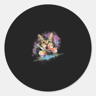 Galaxy Cat Rules Space With Taco And Pizza Power Runder Aufkleber
