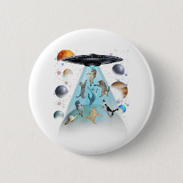 Galaxy Cat Swimming T-Shirt | Cute Astronaut Cats  Button