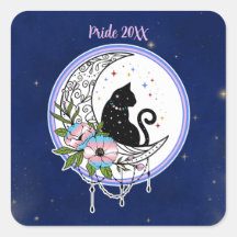 Galaxy Cat und Blume in Transgender-Flag-Farben