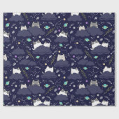 Galaxy Cat Wrapping Paper - Niedliche Katzen im We Geschenkpapier (Flach)