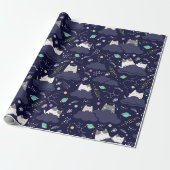 Galaxy Cat Wrapping Paper - Niedliche Katzen im We Geschenkpapier (Ungerollt)