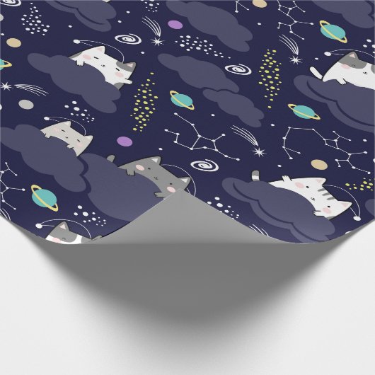 Galaxy Cat Wrapping Paper - Niedliche Katzen im We Geschenkpapier (Ecke)