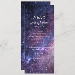 Galaxy Celestial Stars Night Sky Wedding Food Menükarte