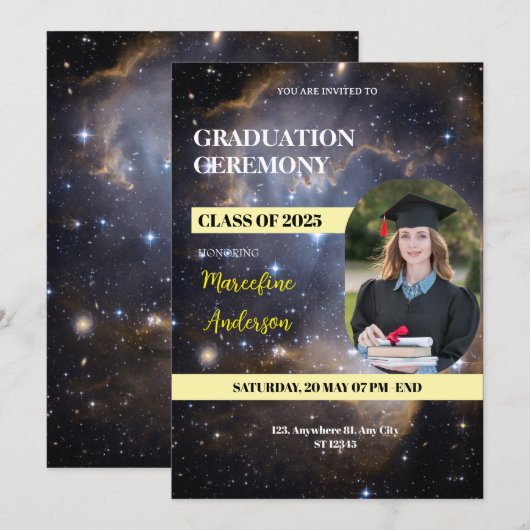 Galaxy Class of 2025 Ceremony Invite Einladung (Vorne/Hinten)