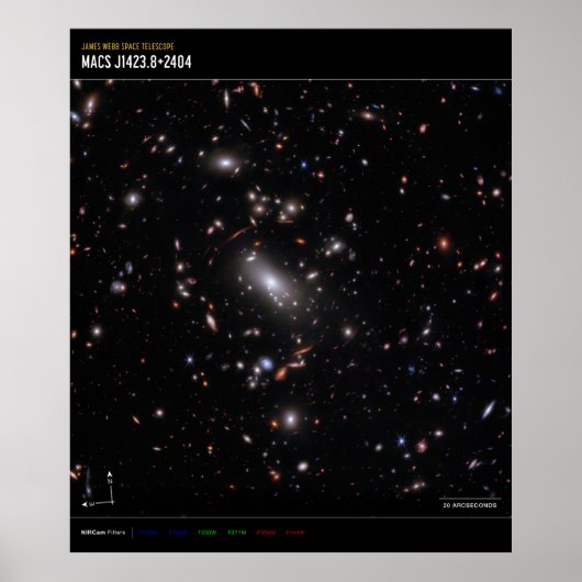 Galaxy Cluster MACS J1423 (NIRCam Compass Image) Poster (Vorne)