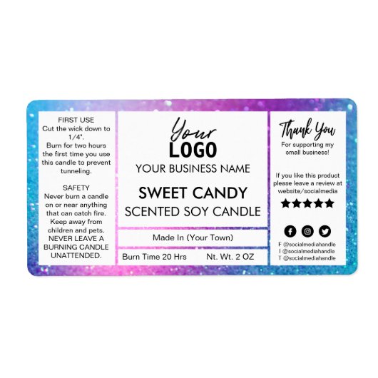 Galaxy Colored Candy Scented Soy Candle (Vorne)