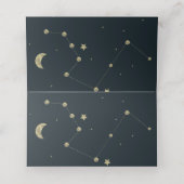 Galaxy Constellation Wedding Gold Star Moon Foil Platzkarte (Innenseite Aufgefaltet)