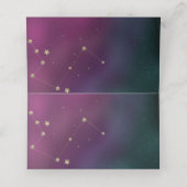 Galaxy Constellation Wedding Gold Stars Moon Foil Platzkarte (Innenseite Aufgefaltet)