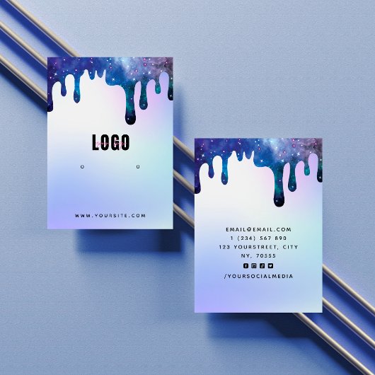 Galaxy Drip Ohrringe Display Logo Karte