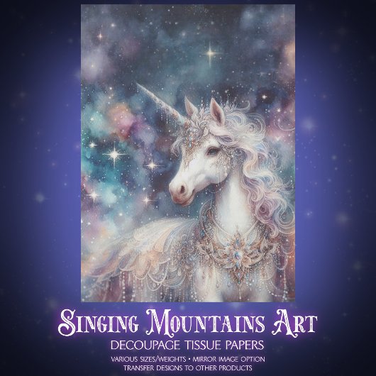 Galaxy Einhorn Fantasy Dekorative Papiere Seidenpapier