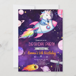 Galaxy-Einhorn-Geburtstagsfeier-Einladung Einladung
