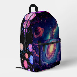 Galaxy Explorer kids Black Backpack Kosmic Bedruckter Rucksack