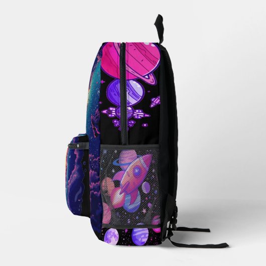 Galaxy Explorer kids Black Backpack Kosmic Bedruckter Rucksack (Rechts)