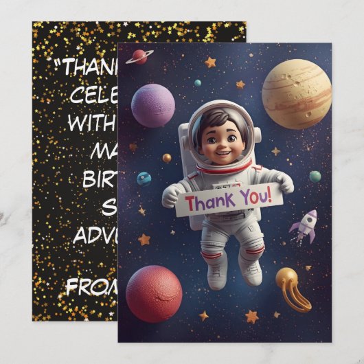 Galaxy Explorers - Kinder Danke Karte (Vorne/Hinten)