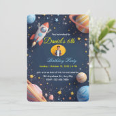 Galaxy Explorers Kindergeburtstag Einladung 🚀 🌌 (Stehend Vorderseite)