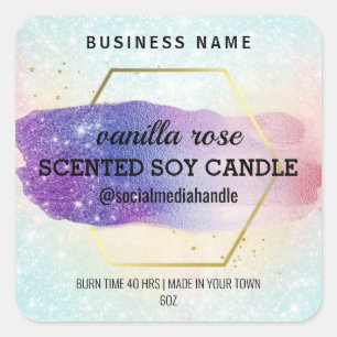 Galaxy farbenes Hexagram Scented Soy Candle Labels Quadratischer Aufkleber