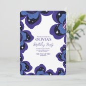 Galaxy Floral Lila Geburtstag Einladung (Stehend Vorderseite)